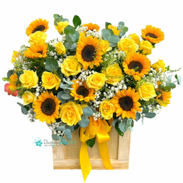 Sunflower & Yellow Rose Basket